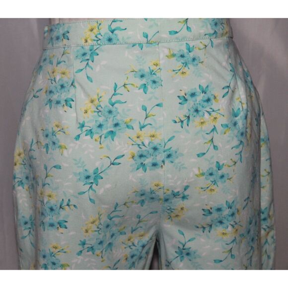 Women's Indulgence Blue & Yellow Floral Hi-Rise Stretch Twill Capri Pants Size S - Picture 4 of 8